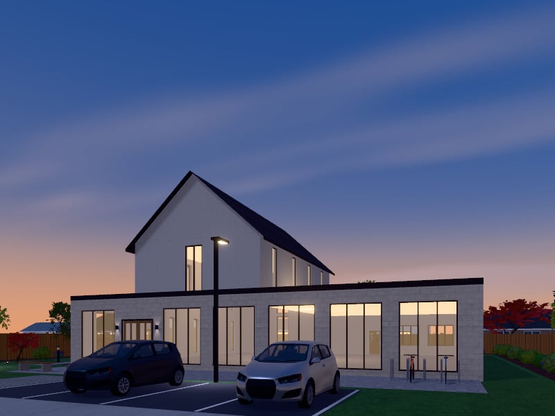 Compact Quiet Luxury Place of Worship, exterior view