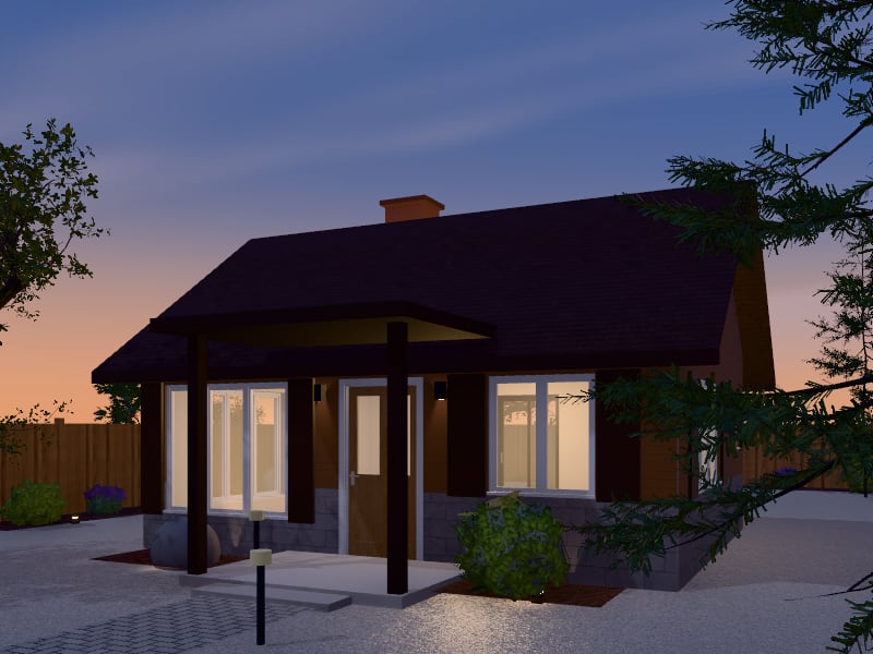 Compact Rustic Cabin, exterior view