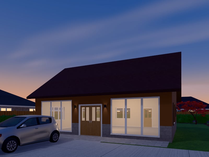 Compact Rustic Café, exterior view