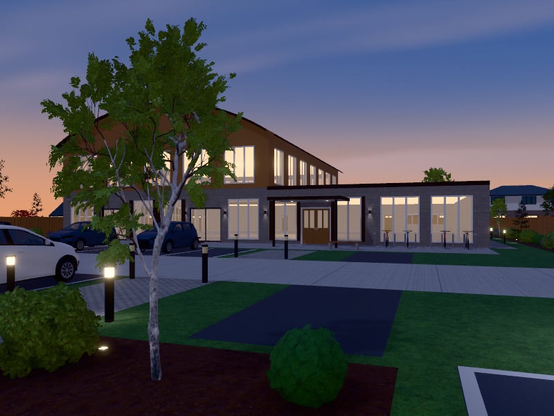 Large Rustic Community Centre, exterior view