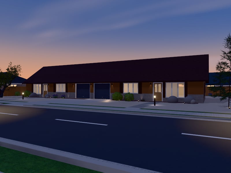 Rustic Duplex, exterior view