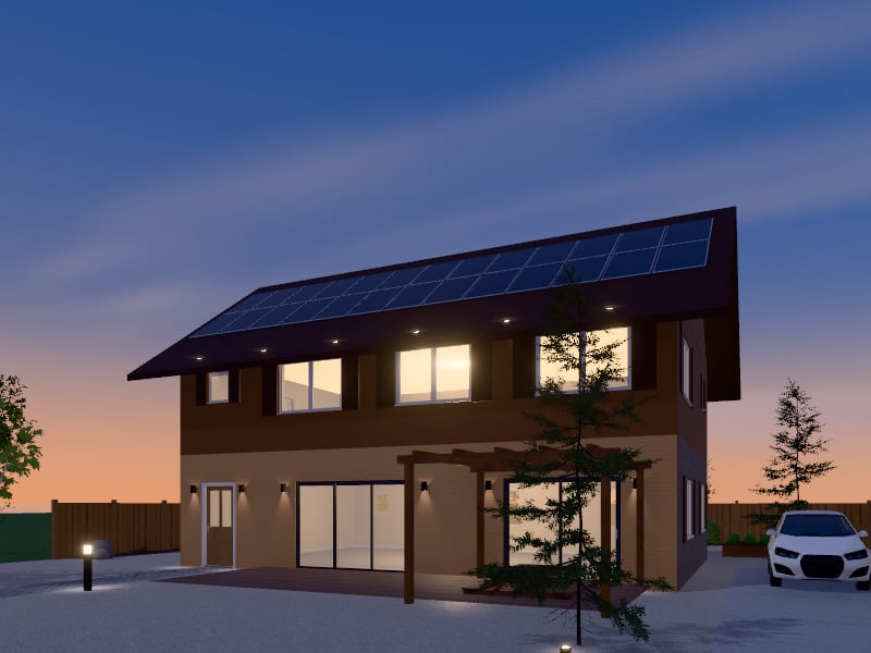 Large Rustic Sustainable House, exterior view