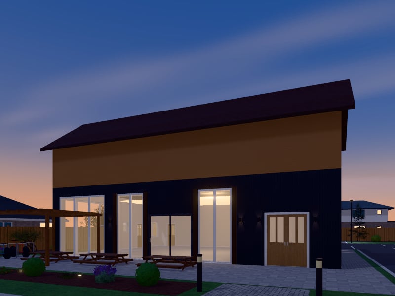 Compact Rustic Restaurant, exterior view