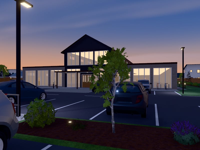 Large Rustic Shopping Centre, exterior view