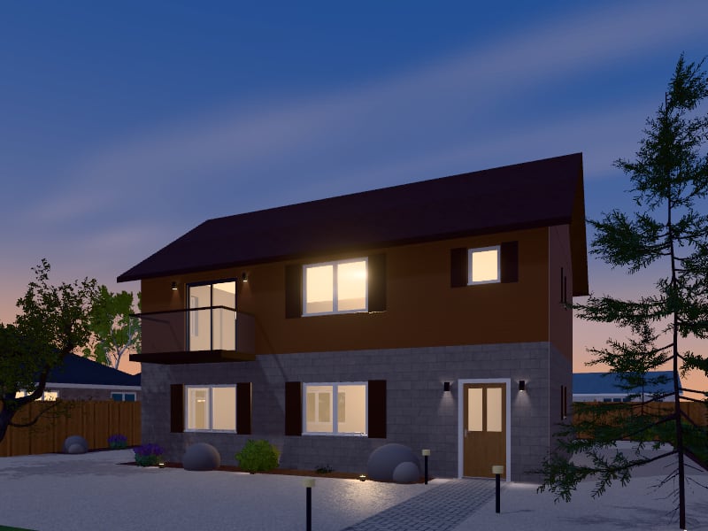 Compact Rustic Townhouse, exterior view