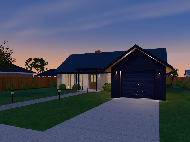 Scandinavian flat-pack Bungalow, exterior view