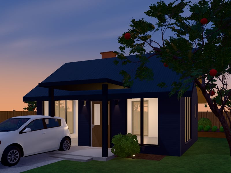 Compact Scandinavian flat-pack Cabin, exterior view
