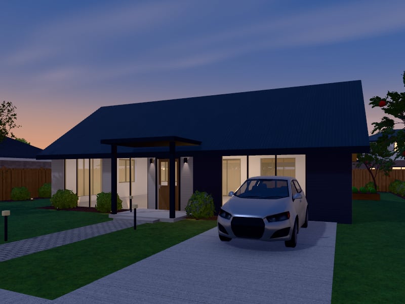 Compact Scandinavian flat-pack House, exterior view