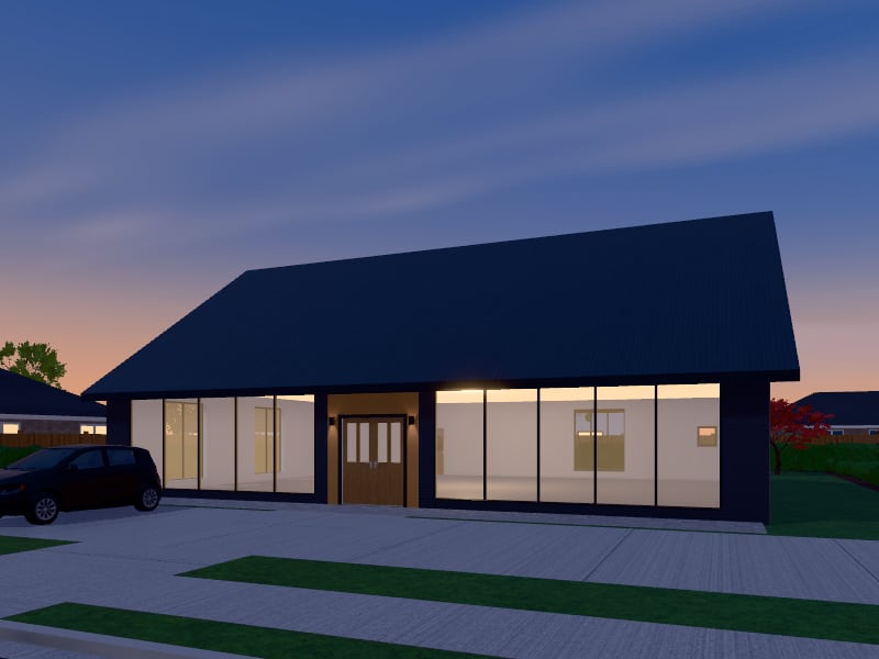 Large Scandinavian flat-pack Shop, exterior view