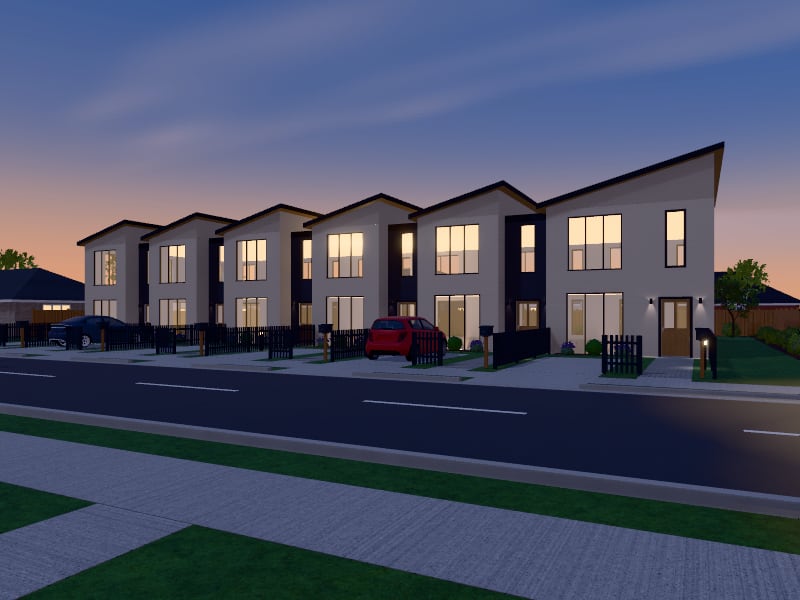 Scandinavian flat-pack Terrace, exterior view