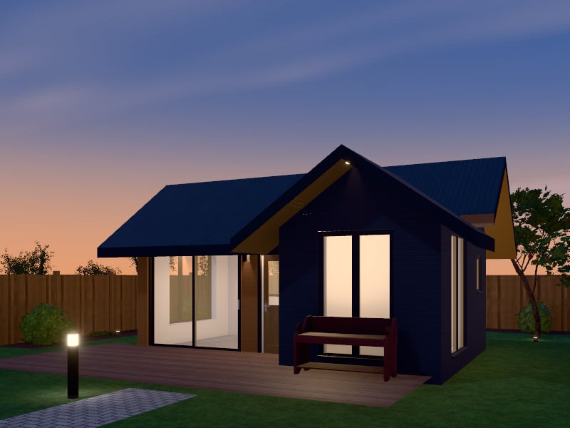 Scandinavian flat-pack Tiny House, exterior view