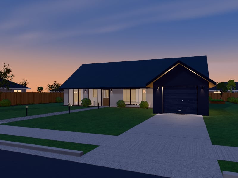 Compact Scandinavian flat-pack Villa, exterior view