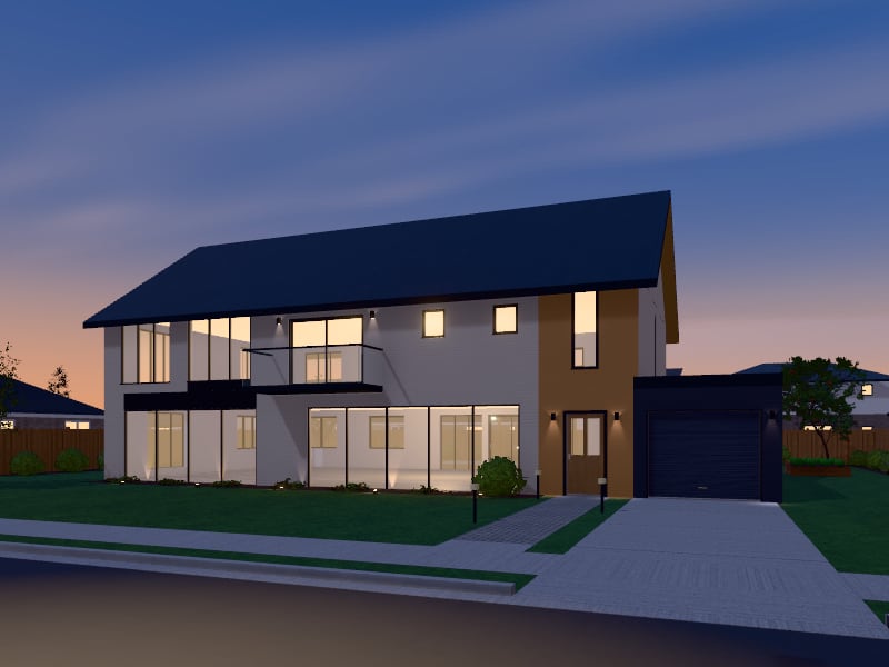Scandinavian flat-pack Villa, exterior view