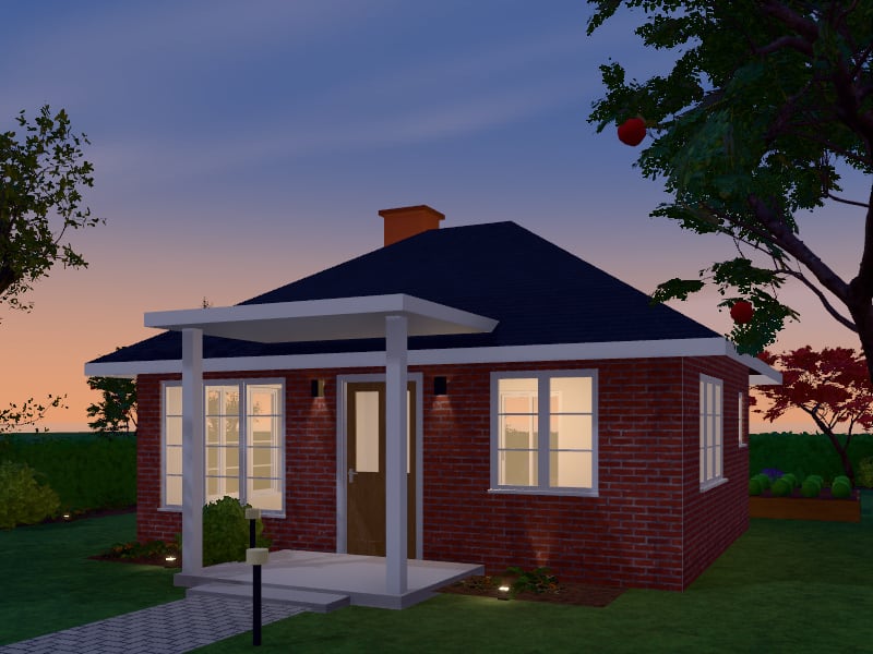 Compact Traditional Cabin, exterior view