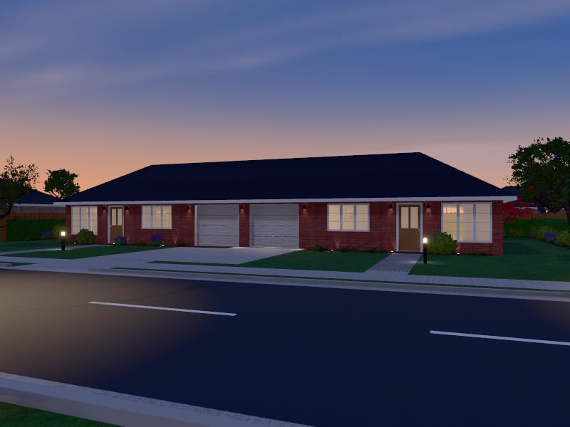 Compact Traditional Duplex, exterior view