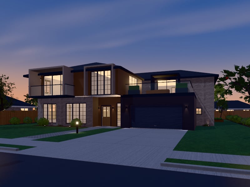 Large Transitional Architectural Home, exterior view