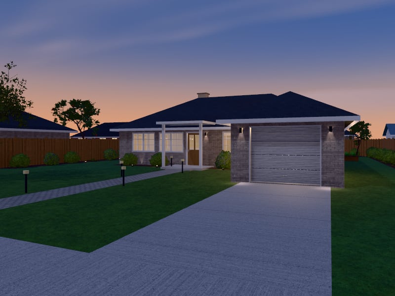 Transitional Bungalow, exterior view