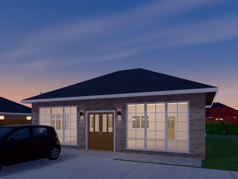 Compact Transitional Café, exterior view