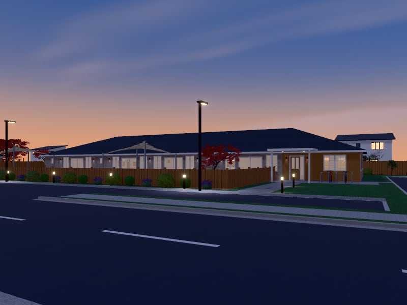 Large Transitional Childcare Centre, exterior view