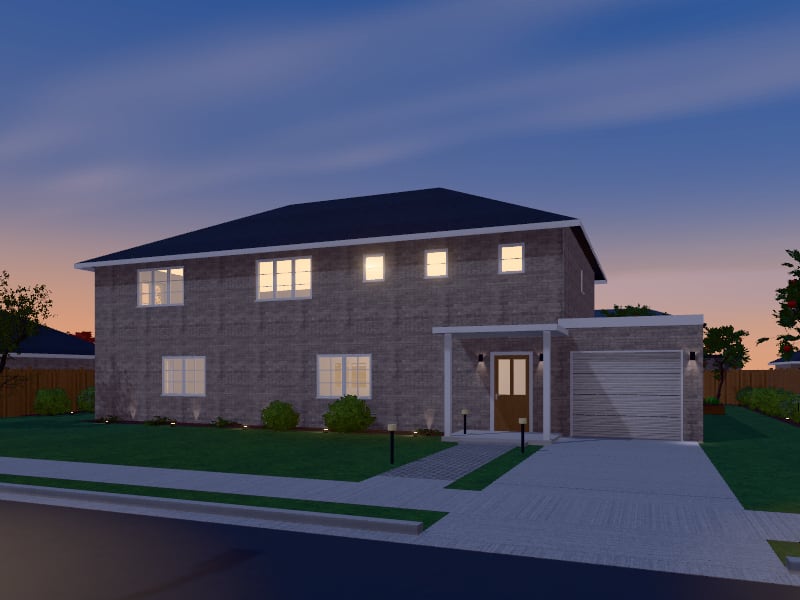 Large Transitional House, exterior view