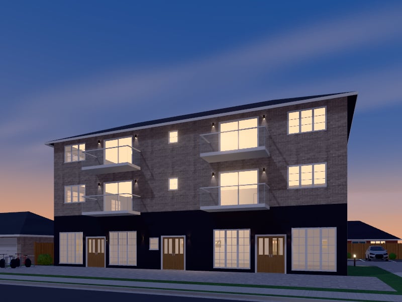 Transitional Mixed-Use Building, exterior view