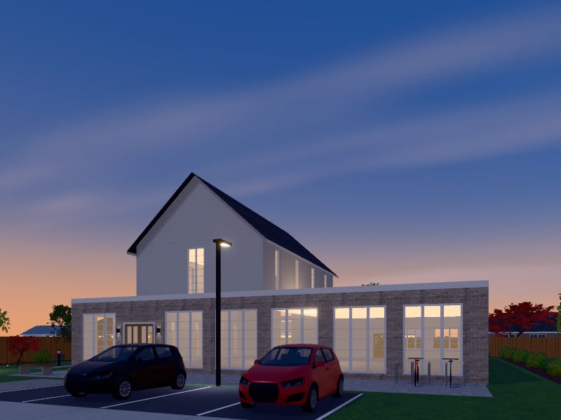 Compact Transitional Place of Worship, exterior view