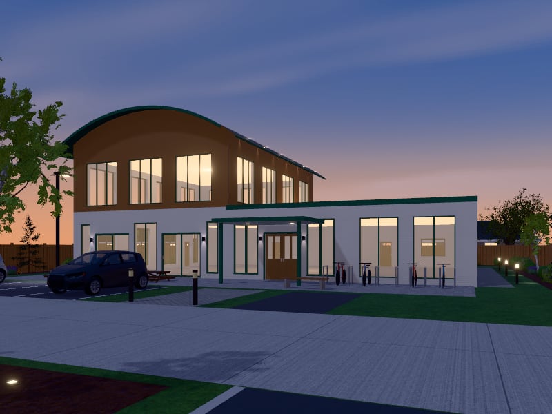 Compact Tropical Community Centre, exterior view
