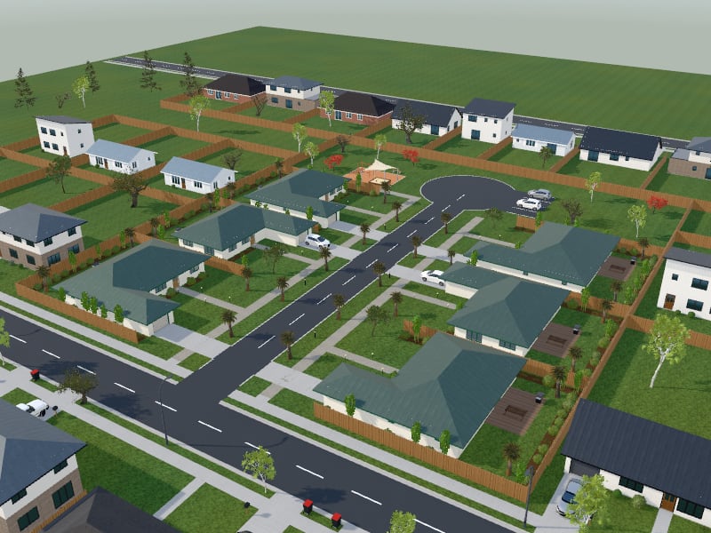 Tropical Subdivision, exterior view