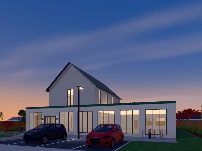 Compact Tropical Place of Worship, exterior view