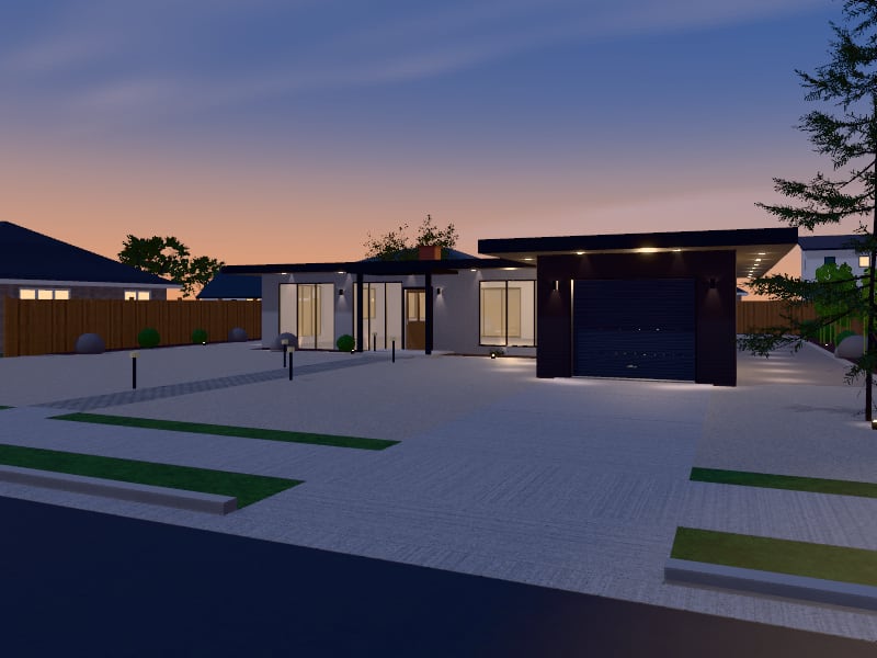 Large Zen Bungalow, exterior view