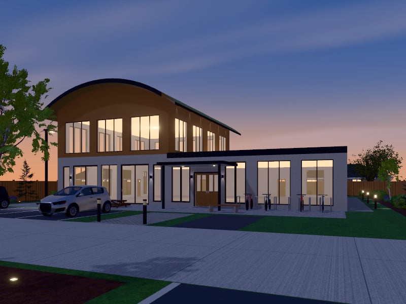 Compact Zen Community Centre, exterior view