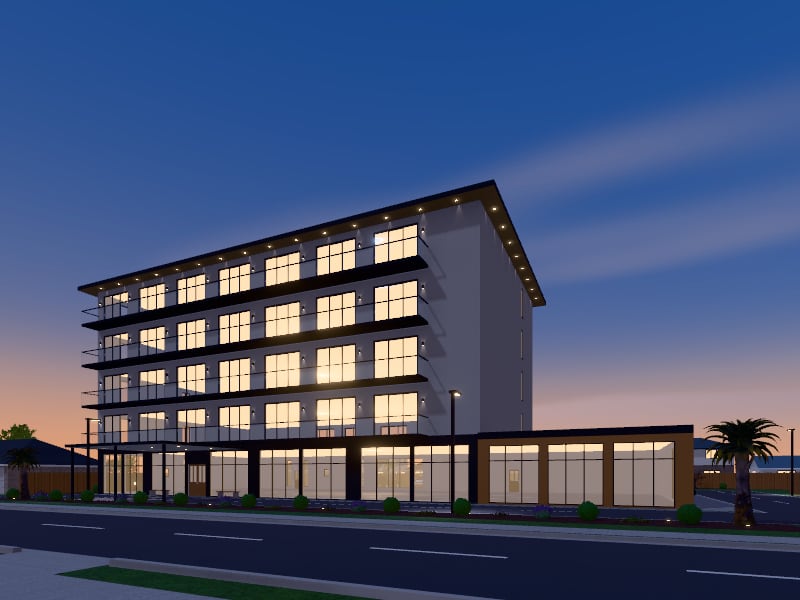 Large Zen Hotel, exterior view